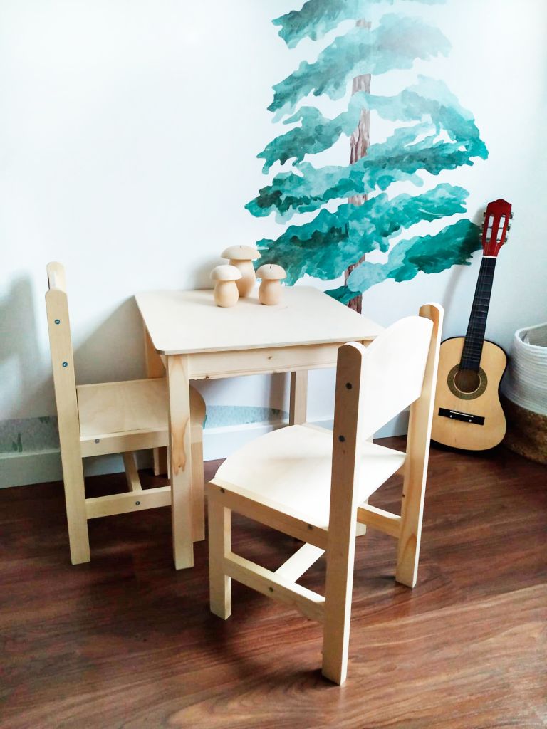 Mesa infantil con sillita - Mesa infantil de madera - Silla
