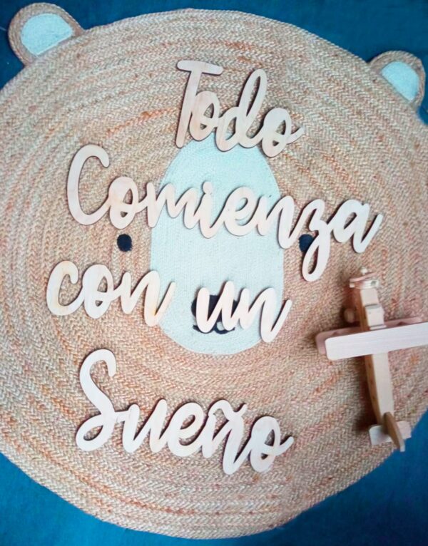 frase decorativa frase en madera decoracion infantil habitacion infantil juguetines frase decorativa todo comienza con un sueño esun elemento ideal para decorar la habitación infantil