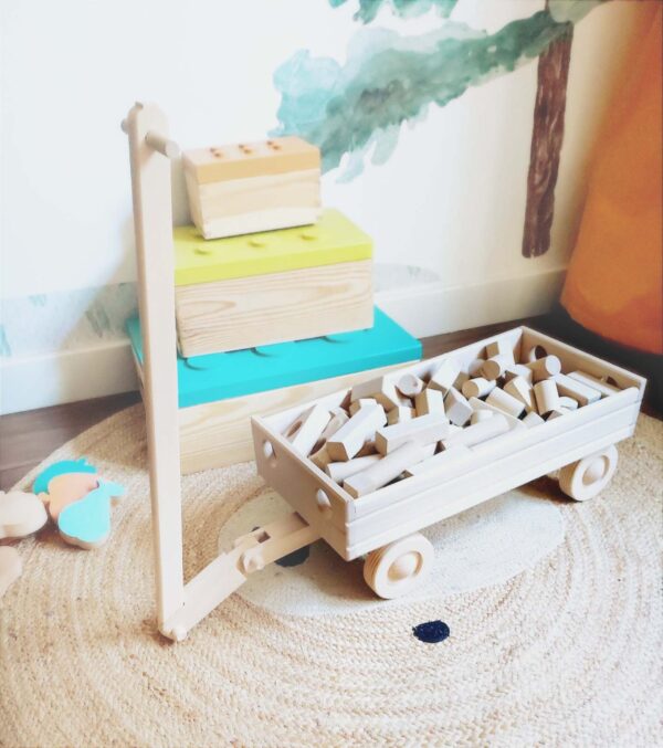 carro con bloques madera de construccion de madera bloques de madera juguetes de madera Juguetines1 carro con bloques madera de construccion se convertirá en un regalo perfecto para las navidades, cumpleaños