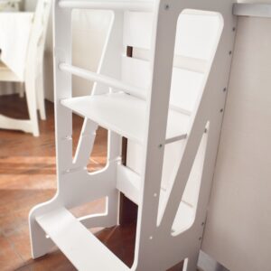 Torre de Aprendizaje ajustable en 3 alturas en color balnco es ideal a partir de 12 meses Juguetines